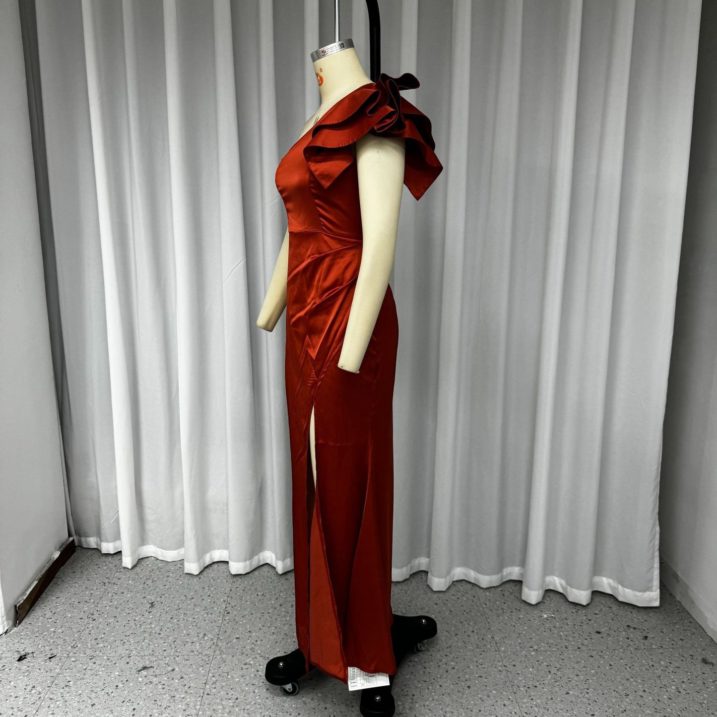 Women's Off-shoulder Elegant Silk Satin Split Dress