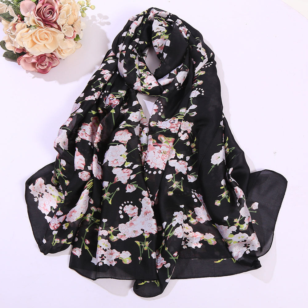 European And American Long Silk Ladies Scarf Color