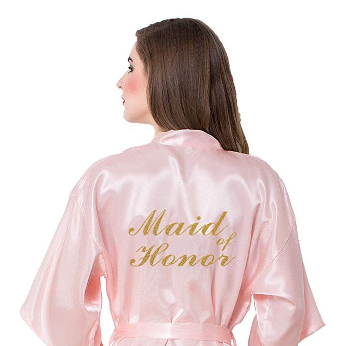 Morning gown embroidered silk cardigan