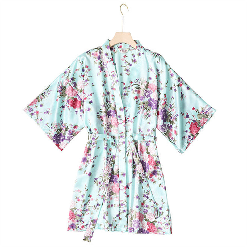 Cardigan silk bathrobe