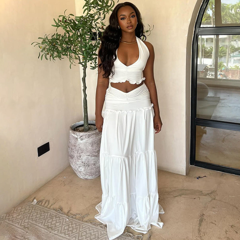 Soléna Lace Halter & Pleat Set