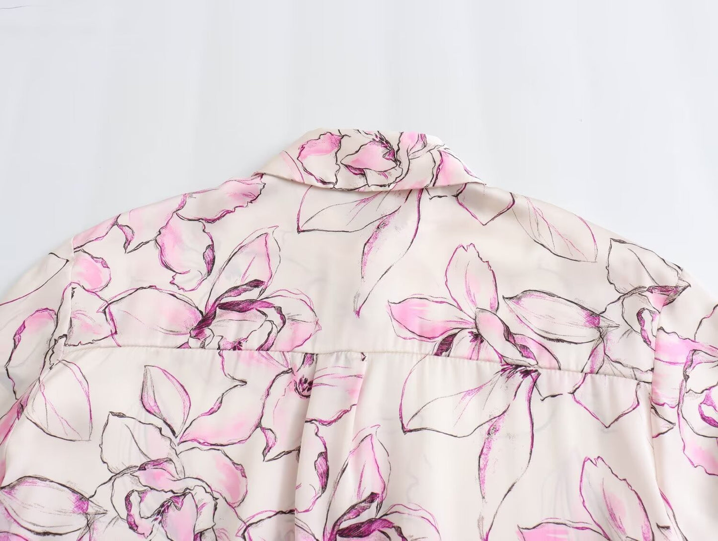 Women's Fashionable Printed Silk Satin Textured Shirt