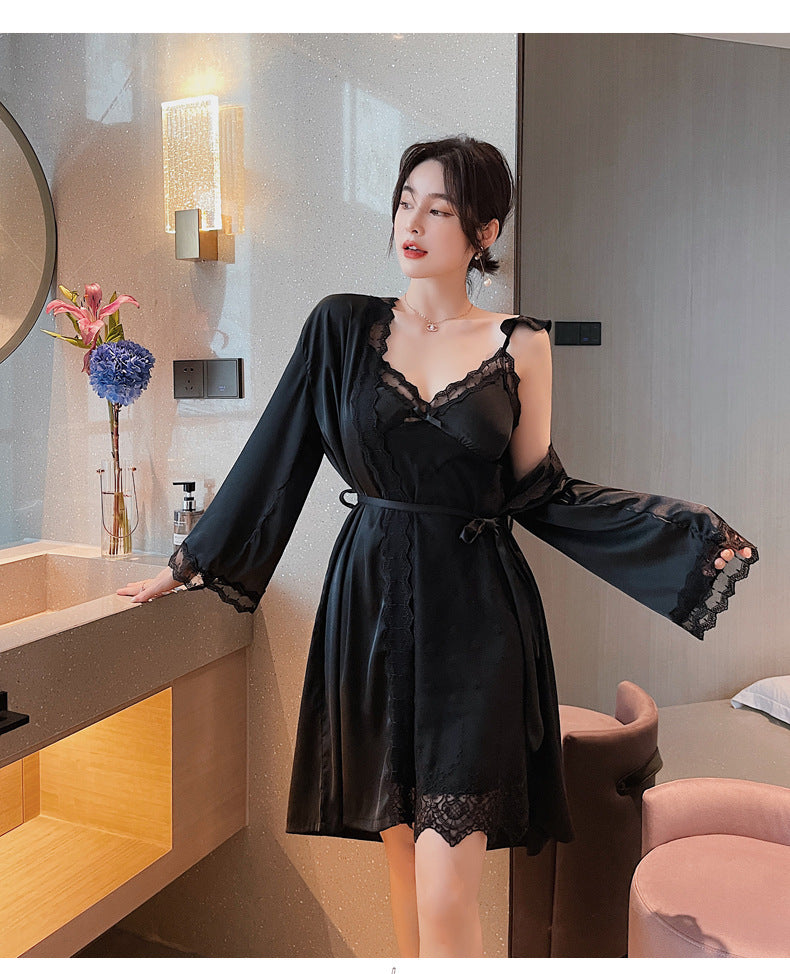Two-piece Nightgown With Ice Silk Sling Skirt