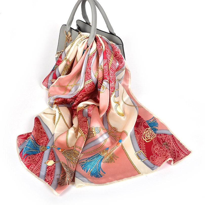 Wild Western Style Plain Crepe Satin Square Silk Scarf