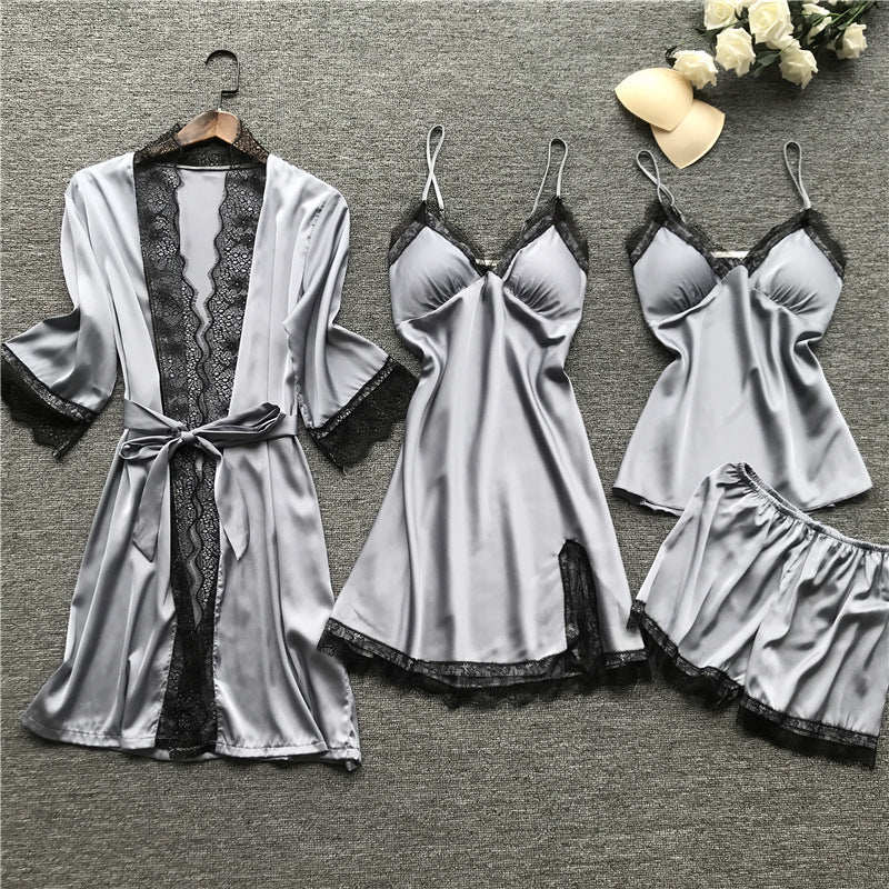 Silk pajama four piece set