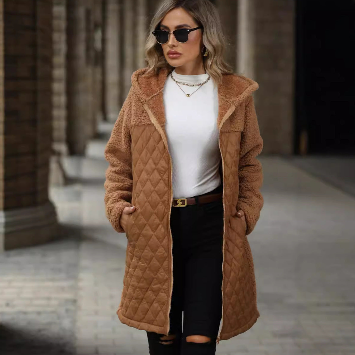 PlushEase Zipper Hooded Coat