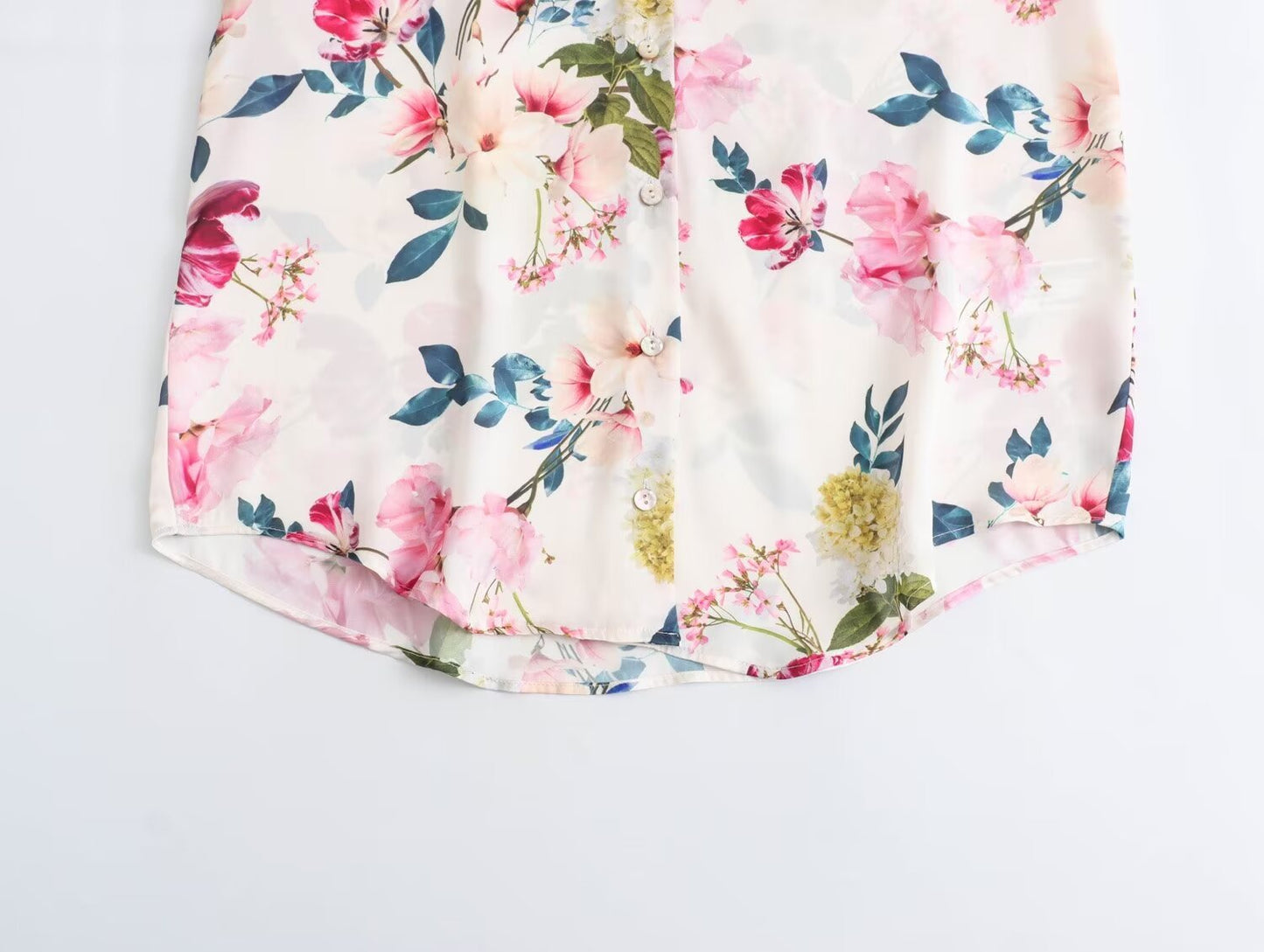 Fashionable All-match Silk Satin Textured Printed Shirt