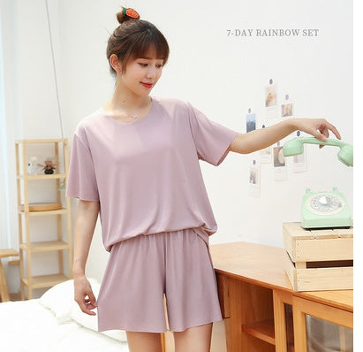 Ice silk soft soft short sleeve shorts suit