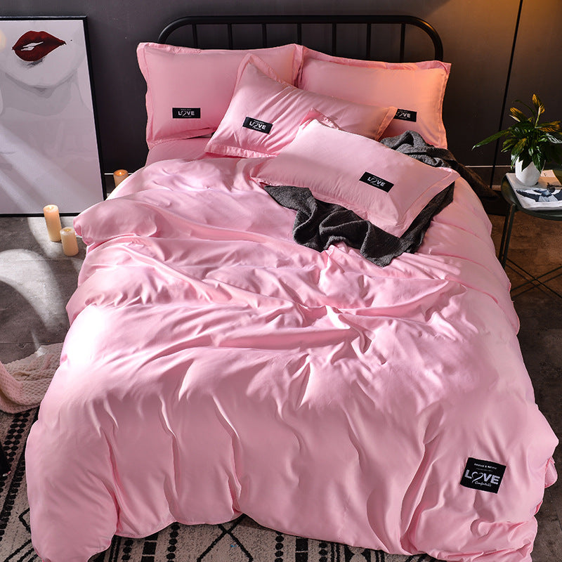 Simple washed cotton silk four piece set