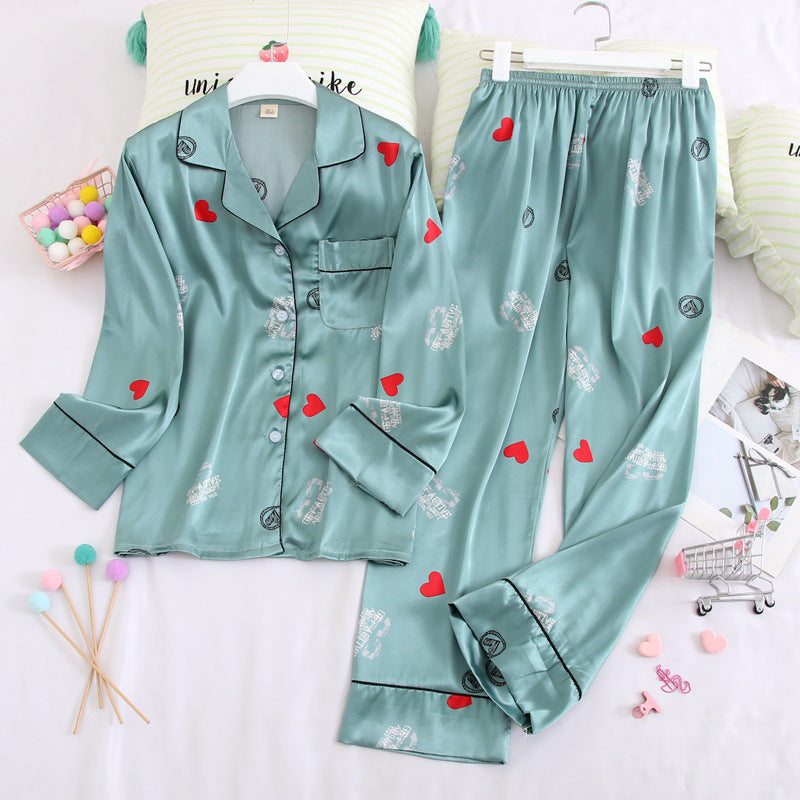 Long sleeved trousers ice silk pajamas suit
