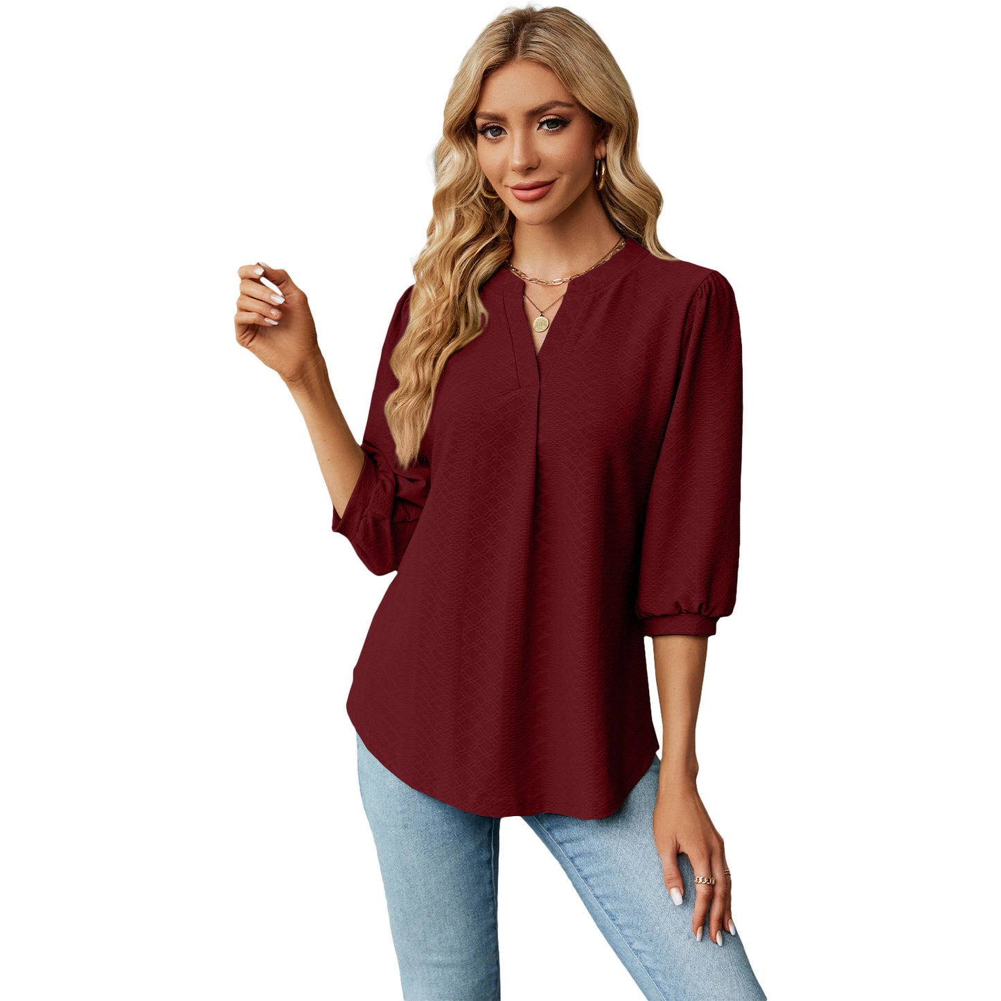 Velmira Jacquard Pleat Top