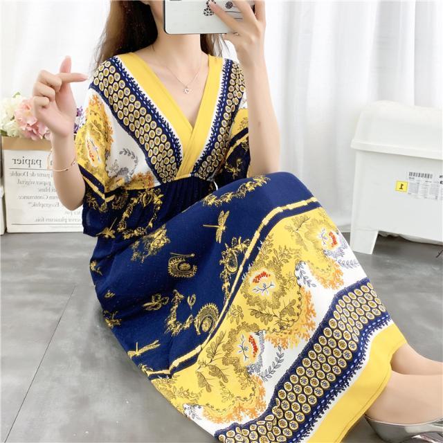 Women's Seaside Holiday Cotton Silk Dress Ethnic Style