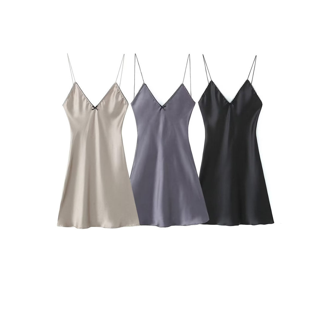 Women's European And American Style Silk Satin Texture Dress