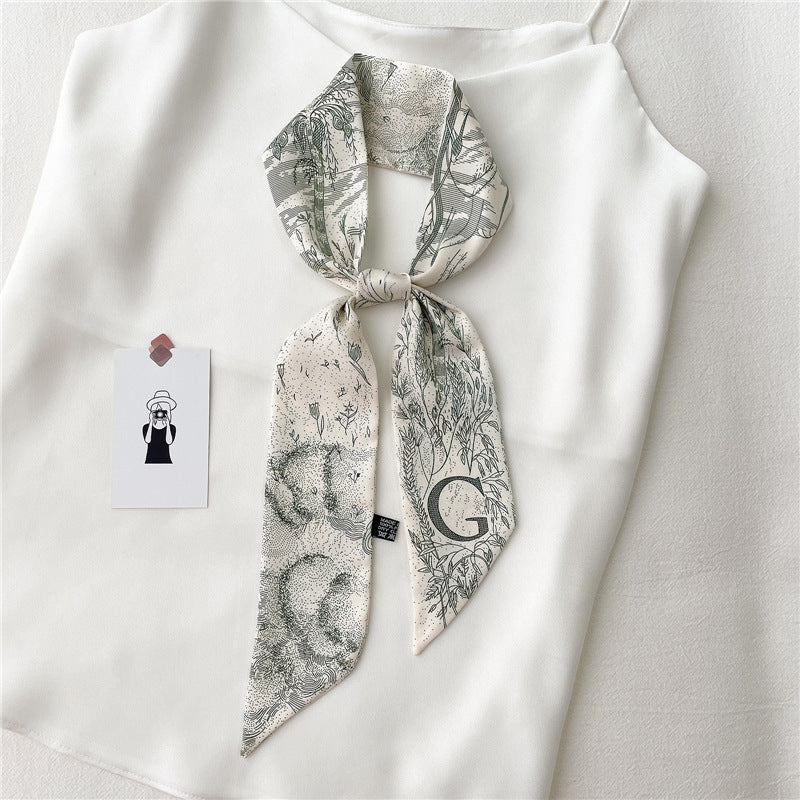 Women's Fashion Creative Letters Silk Scarf