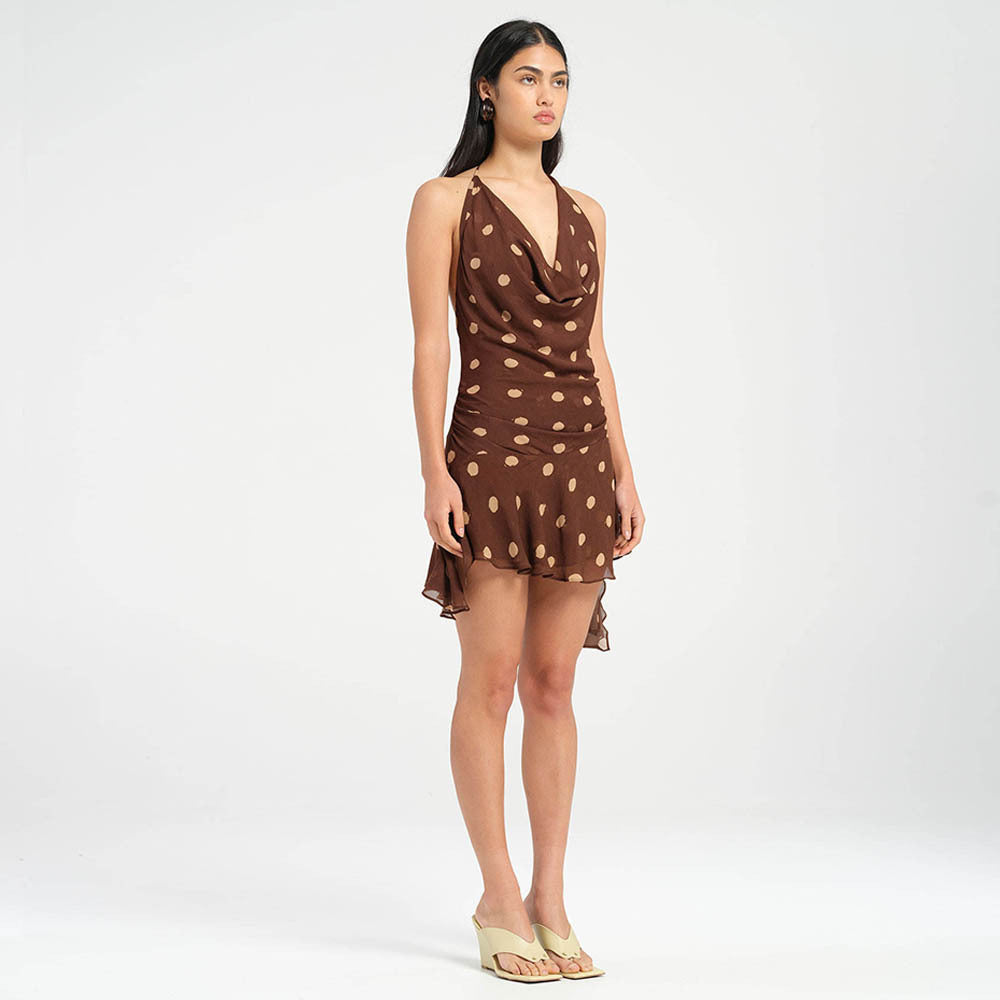 Vivara Dot Chiffon Halter Dress