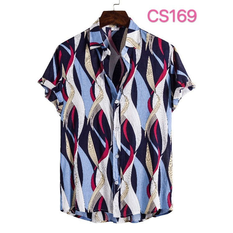 Style Silk Cotton Short-sleeved Lapel Shirt