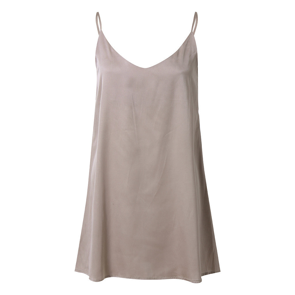 Pure color silk slim dress