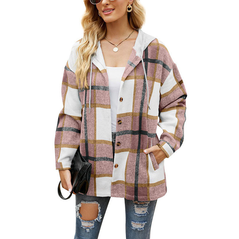 PlaidEase Hooded Coat Shirt