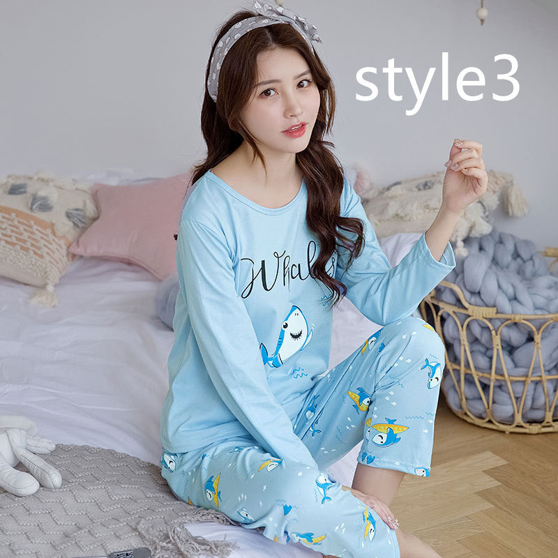 Milk Silk Cartoon Long-sleeved Trousers Ladies Home Service Suit