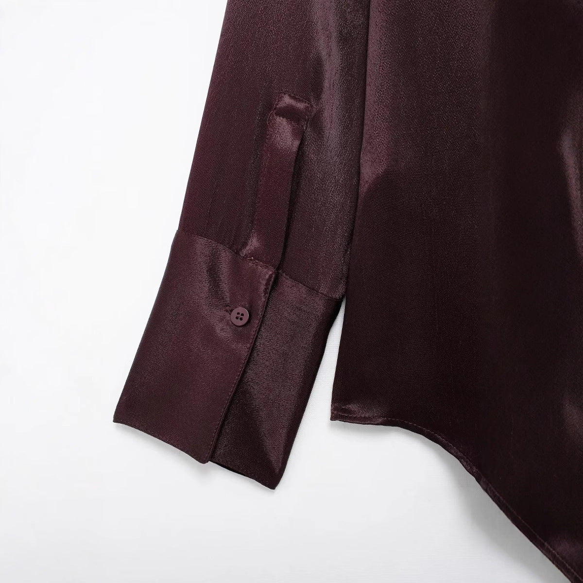 Women's Pocket Silk Satin Long-sleeved Shirt