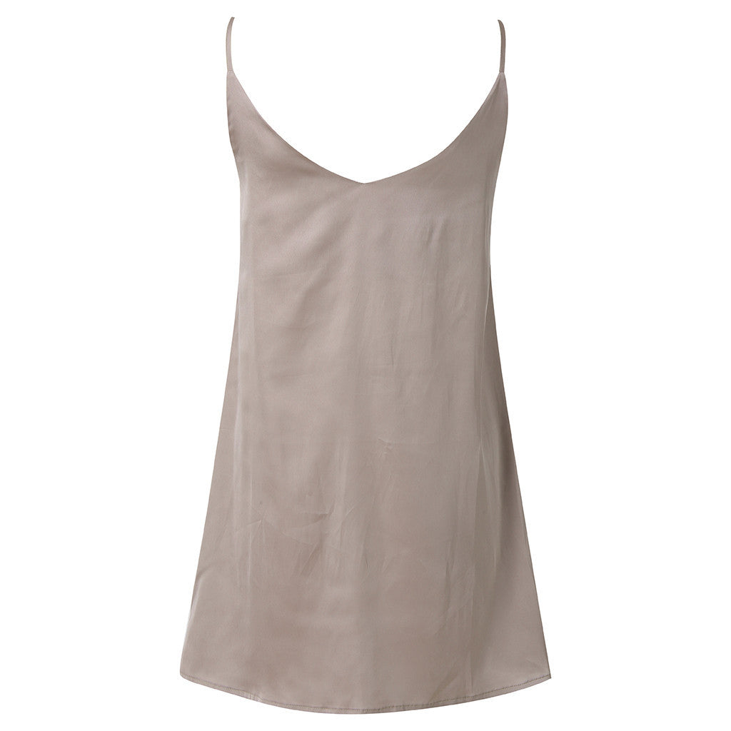 Pure color silk slim dress