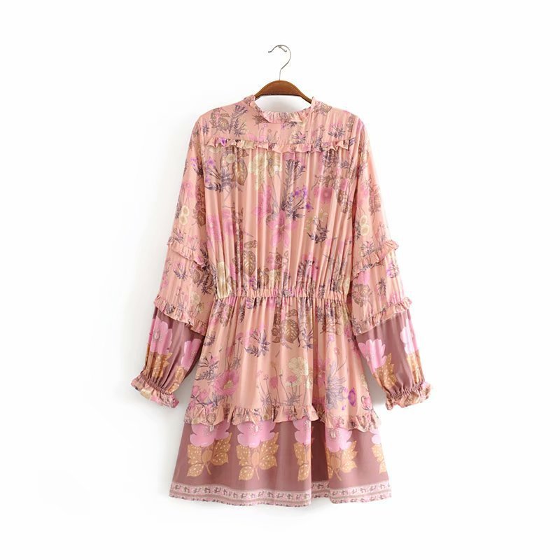 Cotton silk tassel lace up dress