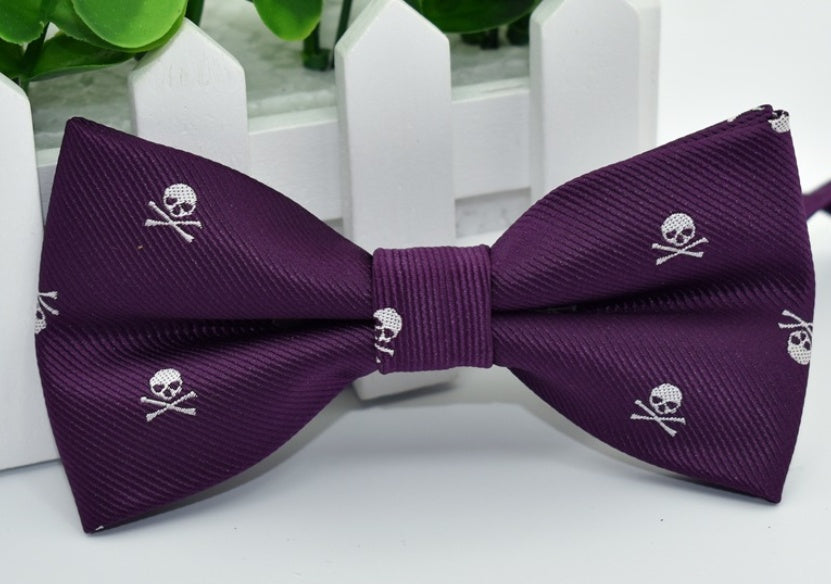 Men's Polyester Silk Bow Tie Skull Bowtie