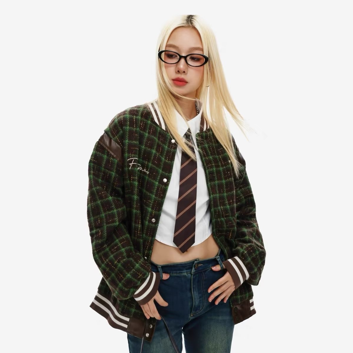 Autumn Crest Plaid Baseball Coat