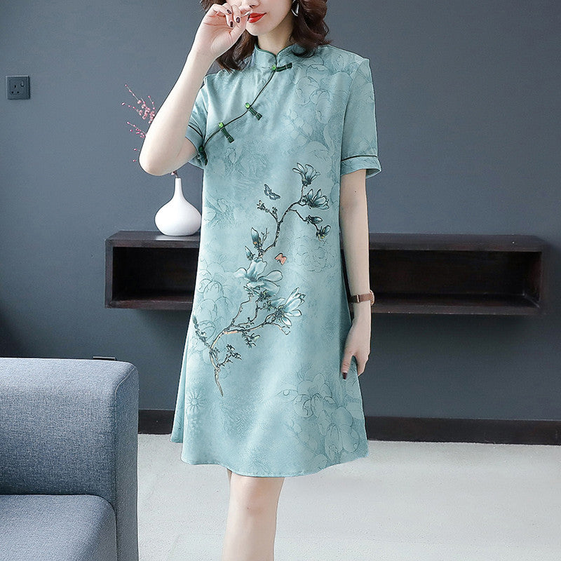 Silk dress noble self-cultivation temperament cheongsam