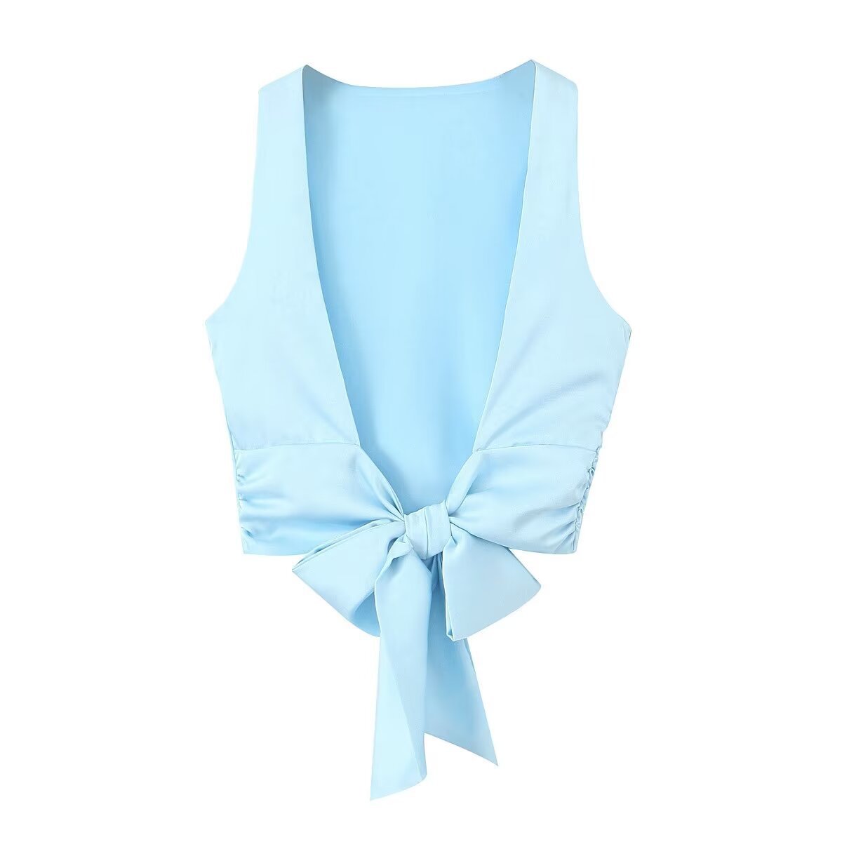 Women's Silk Satin Texture Backless Small Top