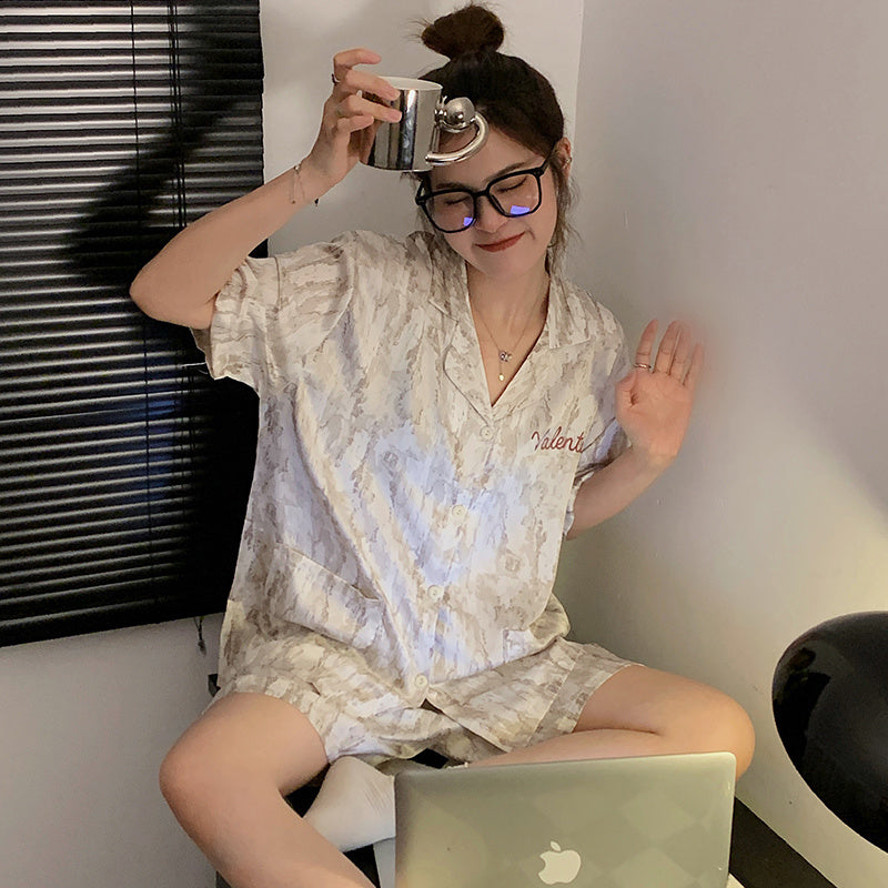 Women's Short Sleeve Imitation Silk Ice Silk Pajamas