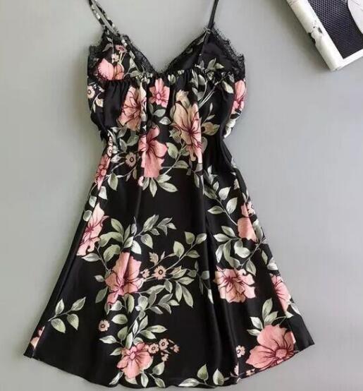 Ladies printed ice silk nightdress