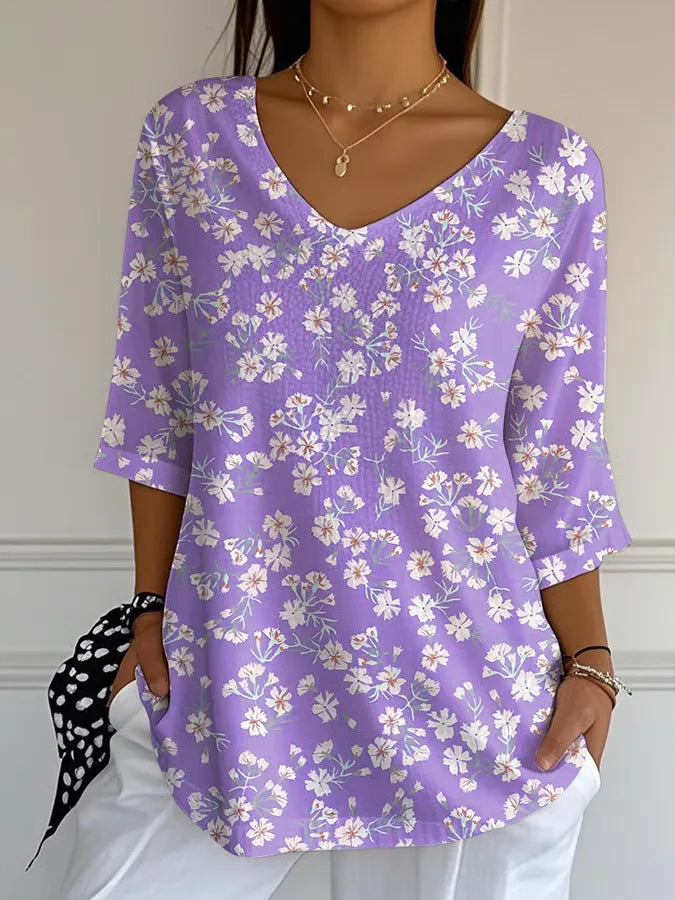 Eurora Bloom V-Neck Top