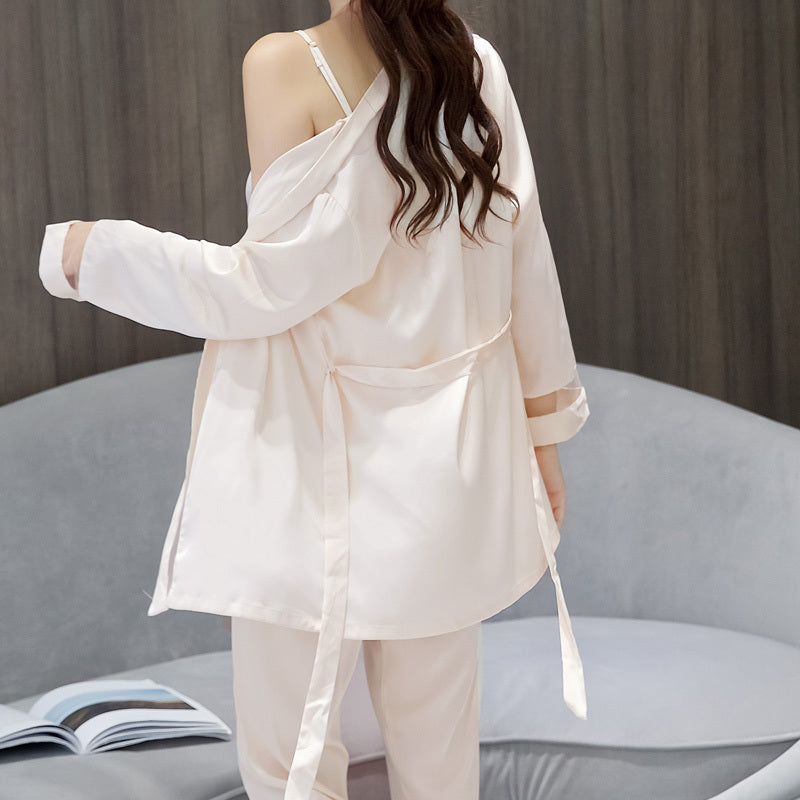 Sexy ice silk three-piece suit