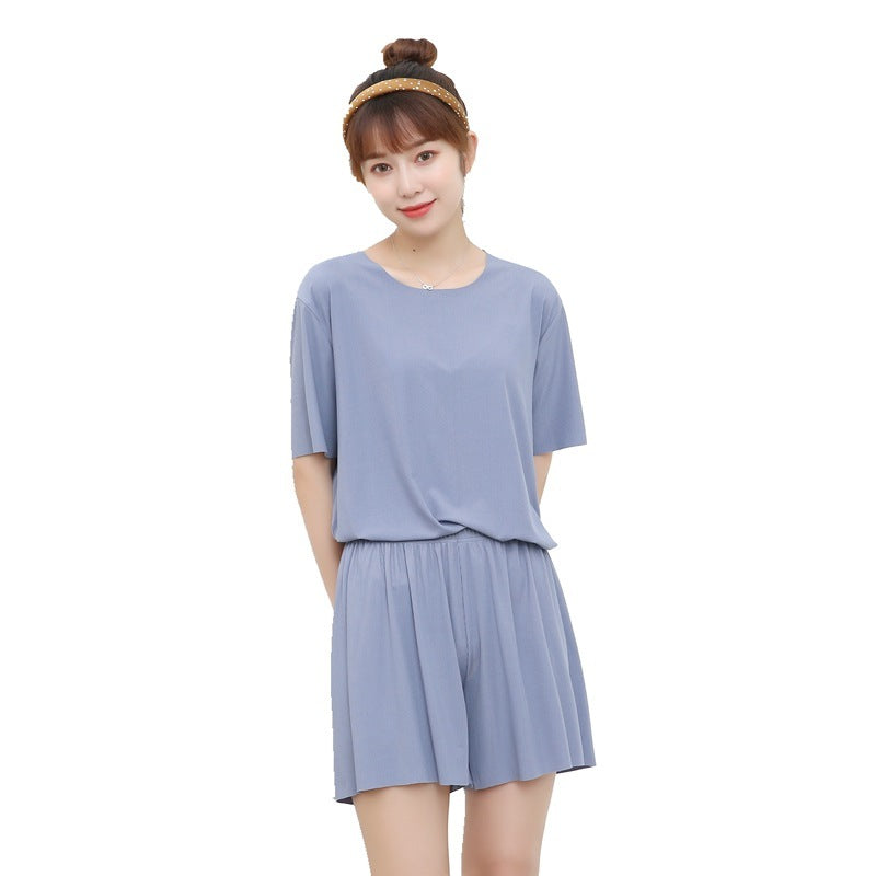 Ice silk soft soft short sleeve shorts suit