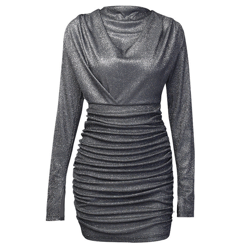 Bright silk pleated dress