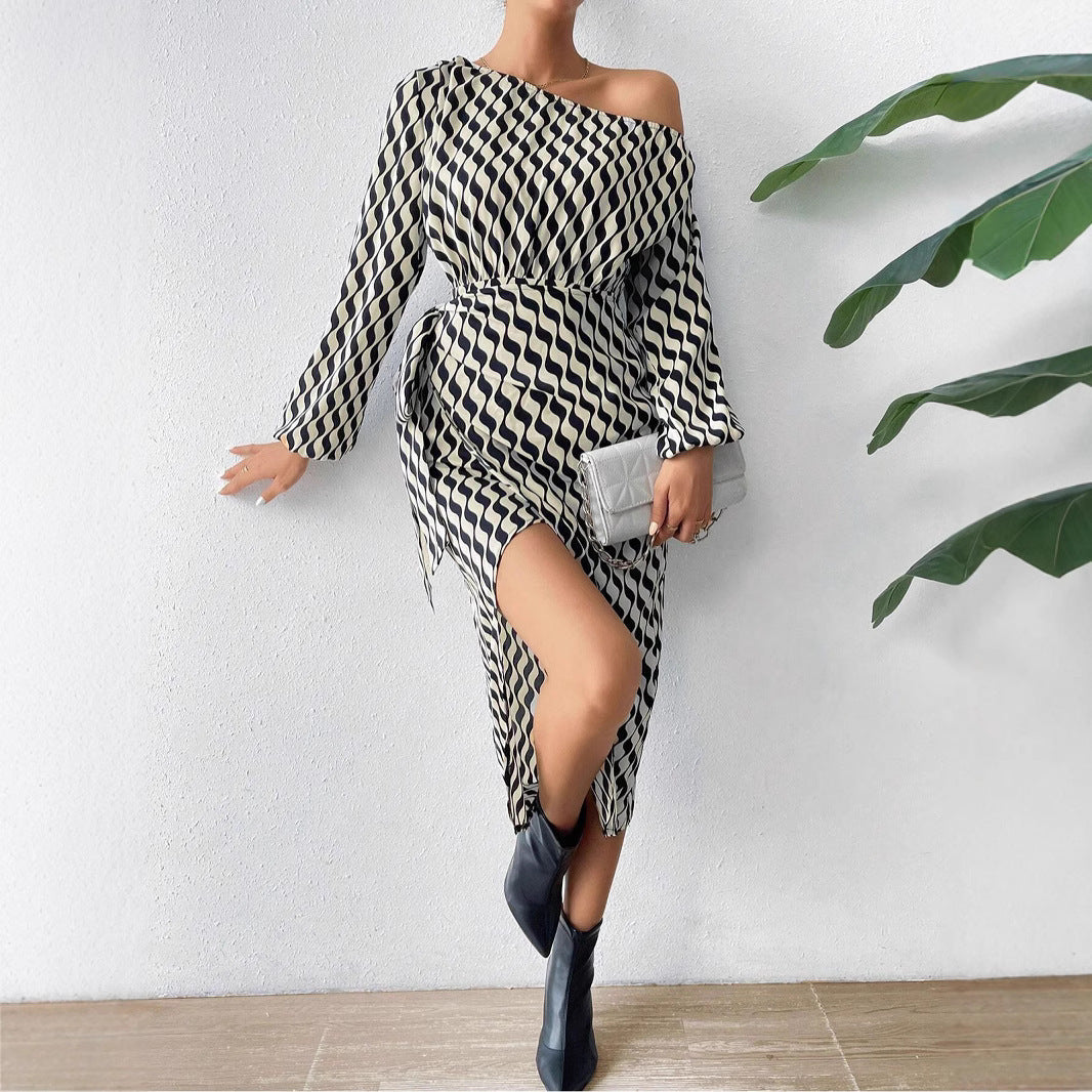 The Riviera Stripe Drape Dress