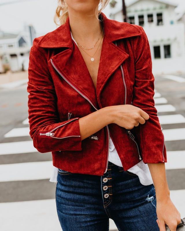 Lapel short top with multiple zips