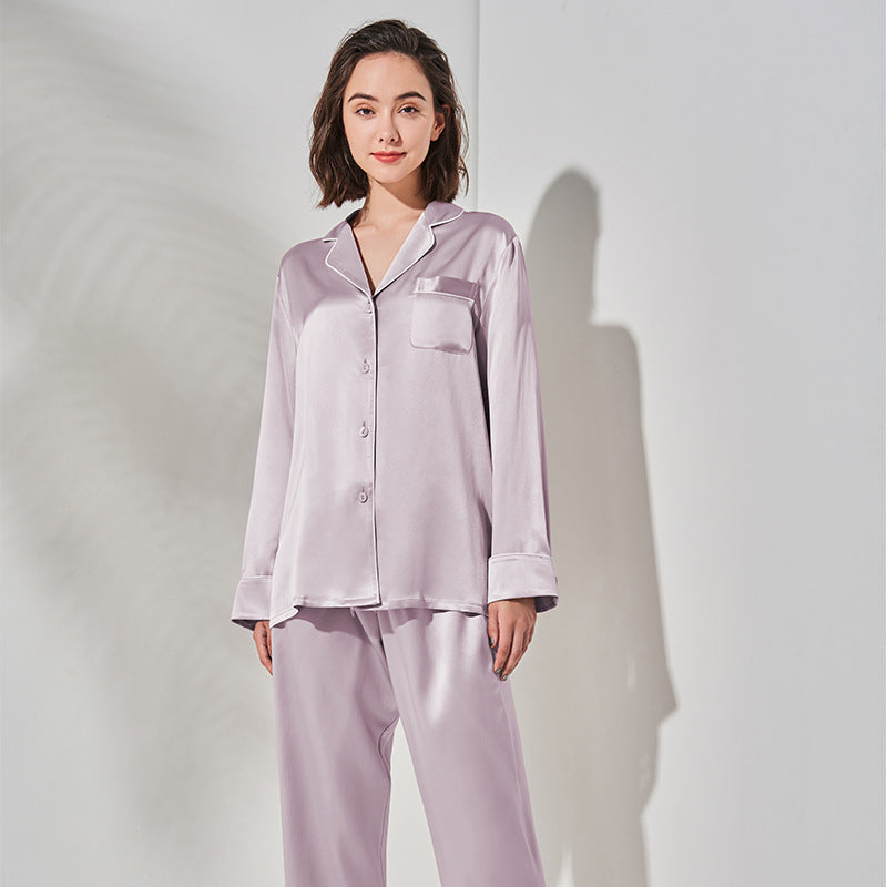 Ladies Long Sleeve Silk Home Pajamas Set