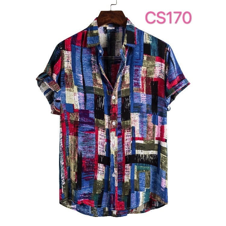 Style Silk Cotton Short-sleeved Lapel Shirt
