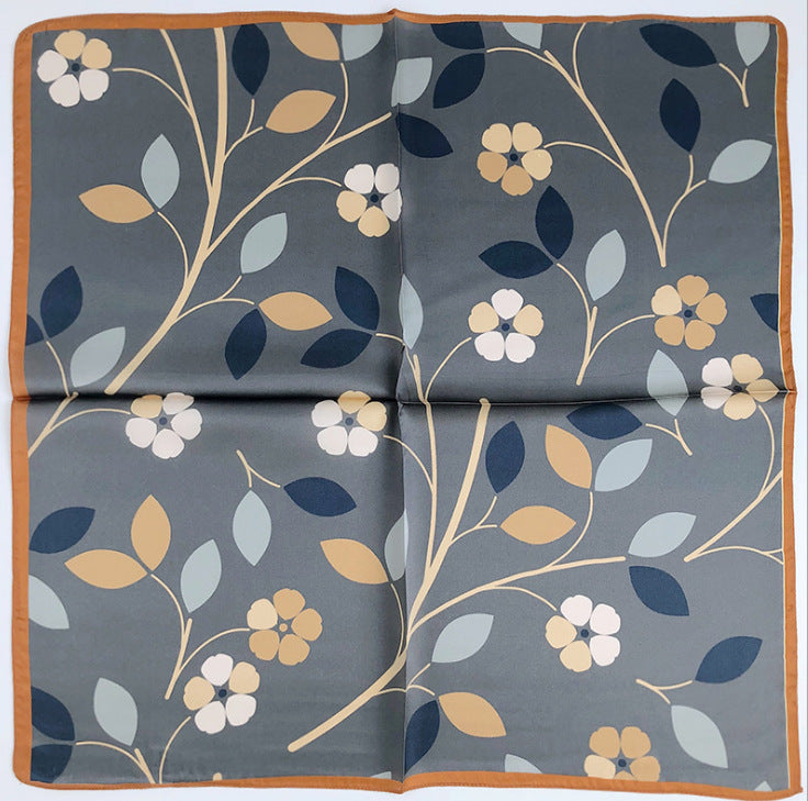 Women's Floral Print Silk Scarf Small Square
