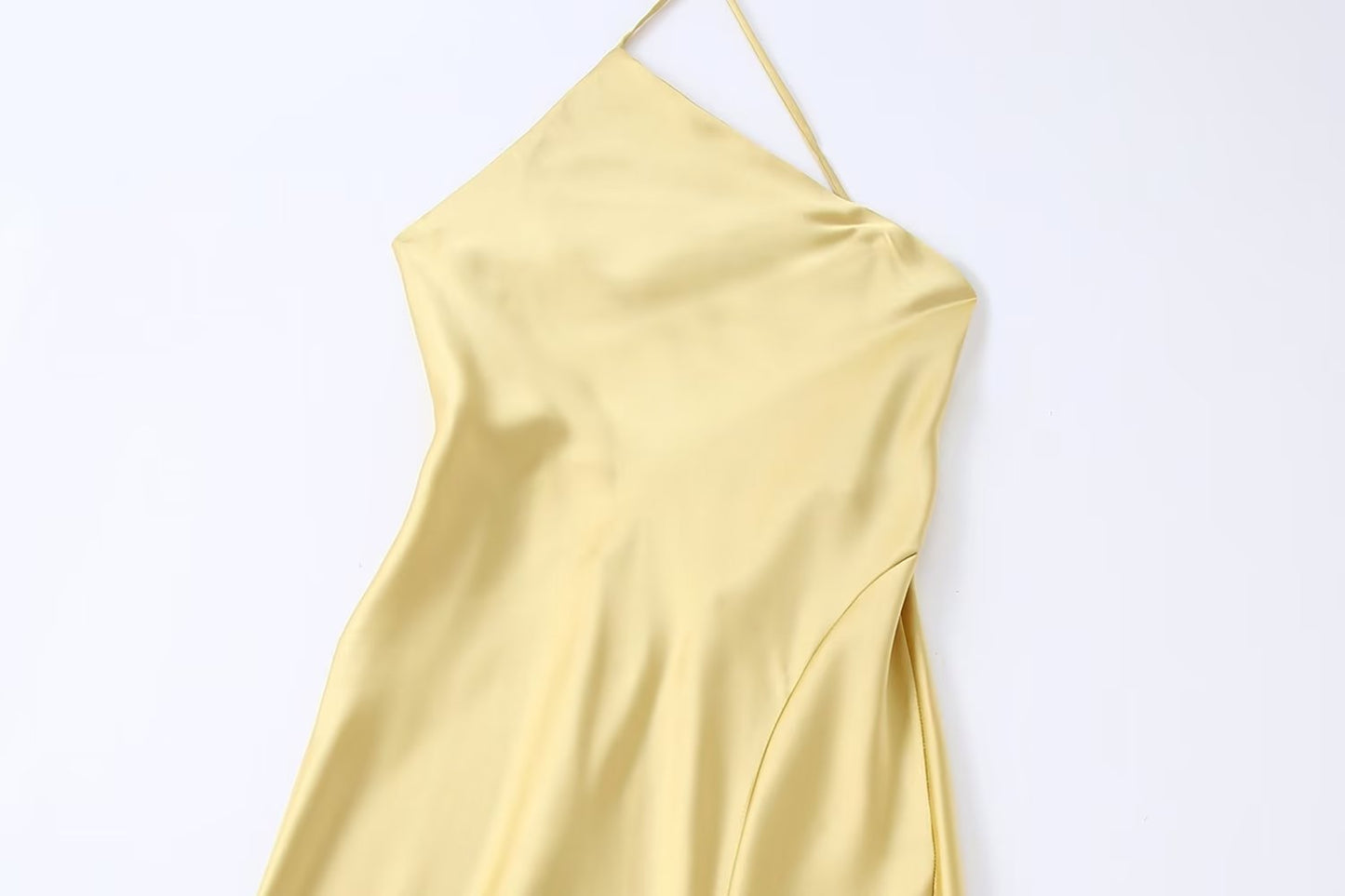 One Shoulder Asymmetric Silk Satin Texture Waist Pulling Dress