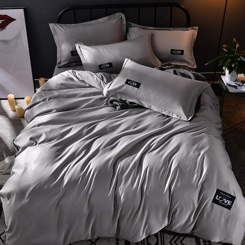 Simple washed cotton silk four piece set