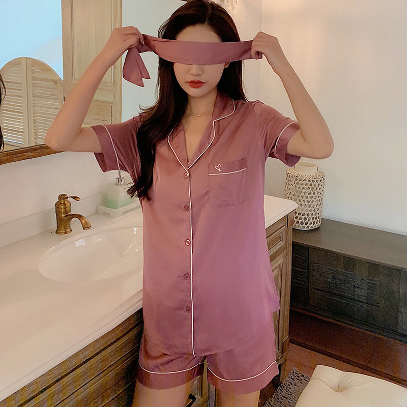 Silk Ladies Pajamas Sleeve Shorts Suit Homewear