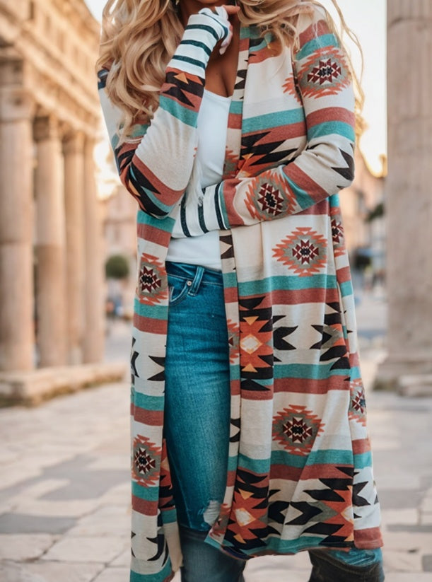 PrismCharm Geometric Open-Front Cardigan