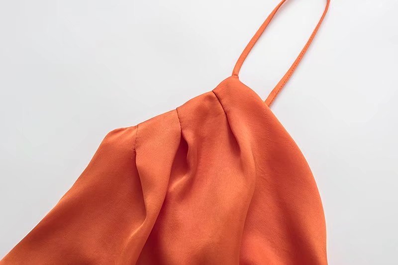 Women's Fashion Pleated Embellished Silk Satin Textured Dress