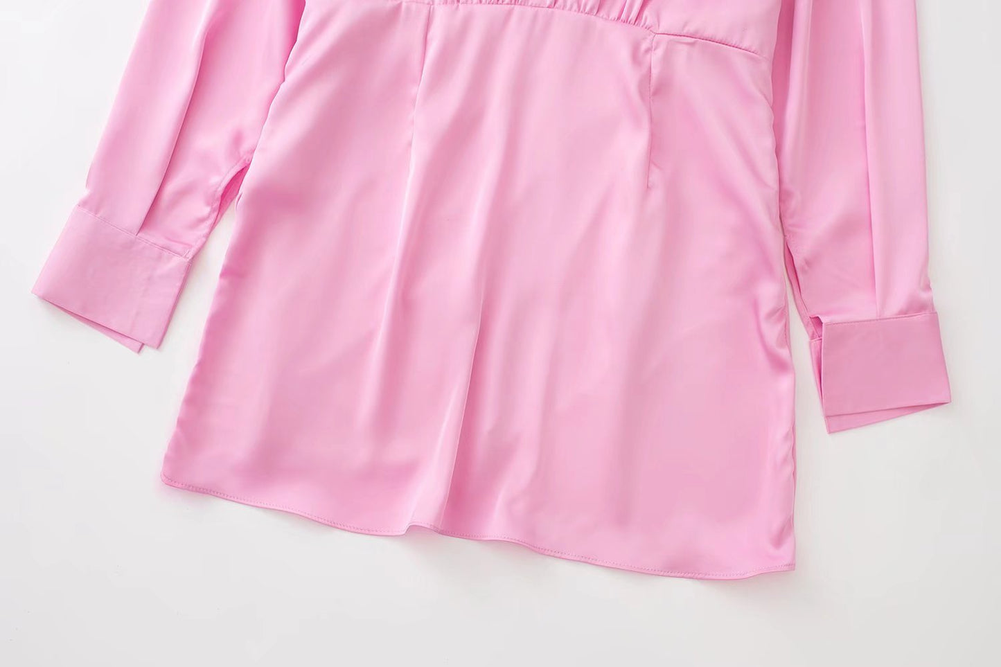 Women's Fashionable Temperament Pure Color Silk Satin Dress