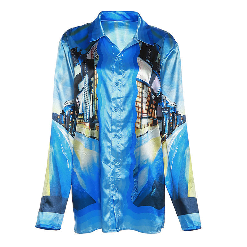 Silk Fashion Street Shoot 3D Digital Printing Shirt
