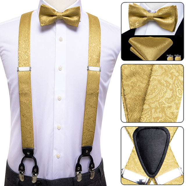 Luxury Silk Men's Sling Leather Metal 6-clip Bra