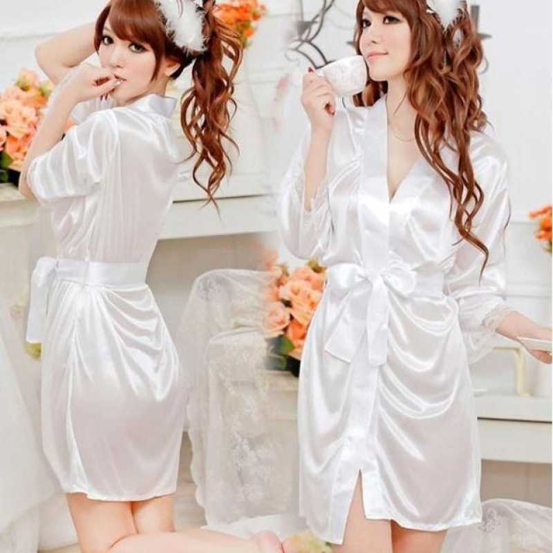 Fashion Simple Sauna Ice Silk Dress Bathrobe